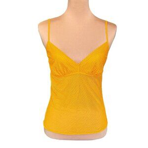 Vintage Y2K COSABELLA Cami Top Sz.L Orange Mesh Lace Sheer Babydoll Summer Rave